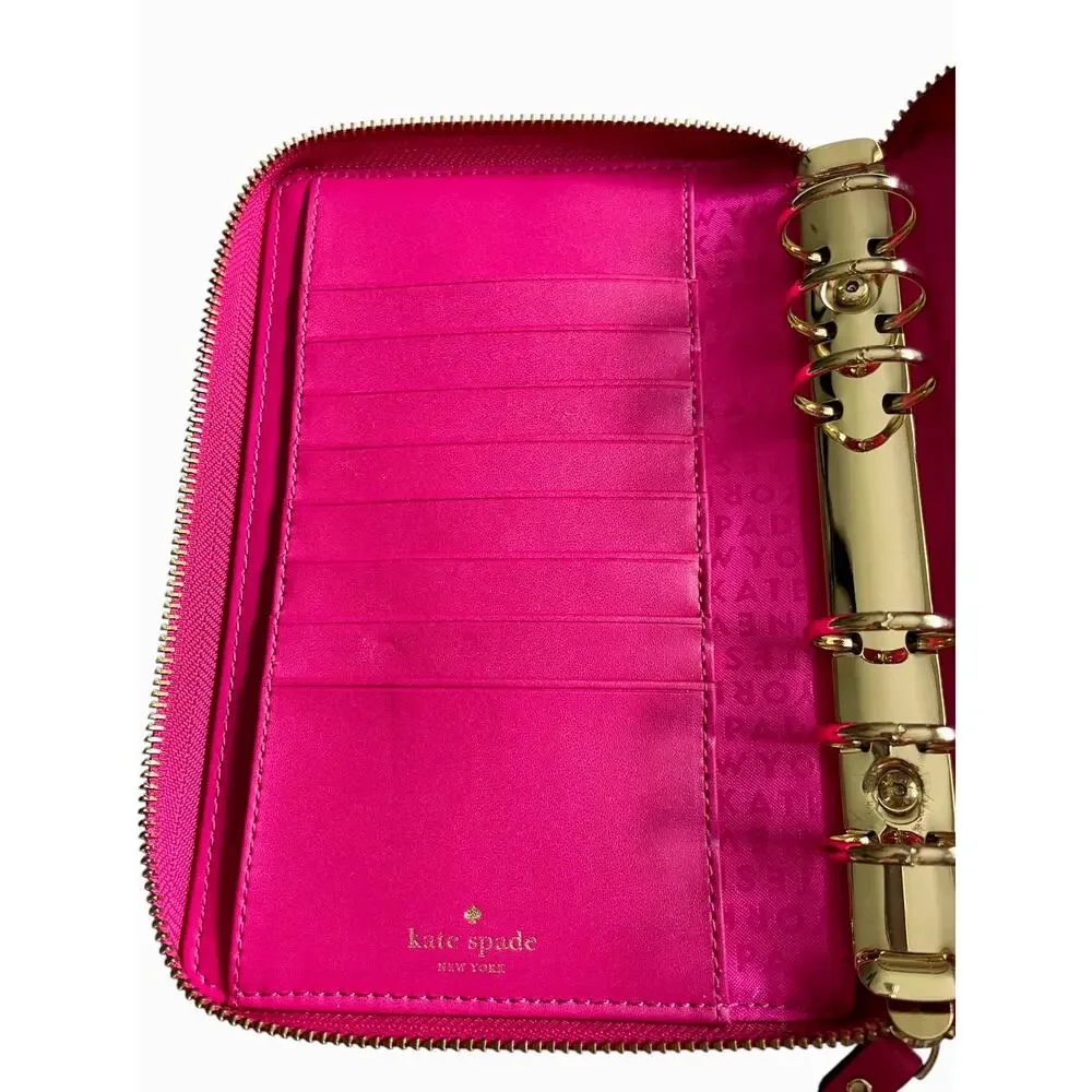 Kate Spade Wellesley Planner Organizer Pink Zip Around 6 Ring Binder Agenda